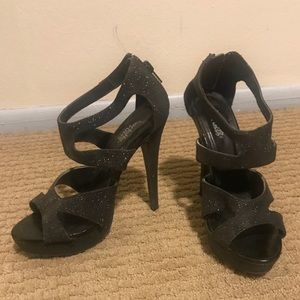 Glittery black heels